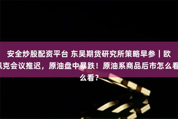 安全炒股配资平台 东吴期货研究所策略早参｜欧佩克会议推迟，原油盘中暴跌！原油系商品后市怎么看？