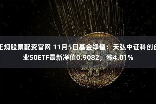 正规股票配资官网 11月5日基金净值：天弘中证科创创业50ETF最新净值0.9082，涨4.01%